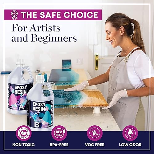 Miniatura 10 de Kit de arte de resina epoxi - Kit de resina epoxi de 1 galón resina de 05 galones endurecedor de 5 galones resina de arte sin olor resistente a los