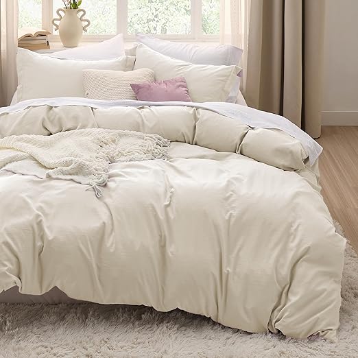 Bedsure Oat Milk Duvet Cover Queen Size Bedsure Oat Milk Duvet Cover Queen Size