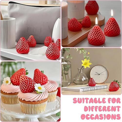 Miniatura 7 de Molde de silicona de fresa de 4 cavidades, moldes de chocolate 3D con temática de frutas, herramientas para hornear para decoración de pasteles de