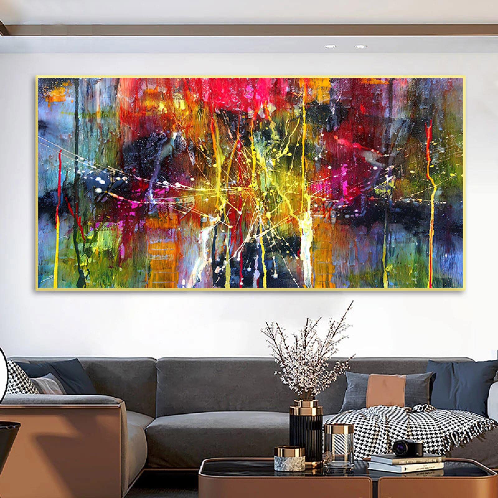 Amazon｜現代抽象芸術キャンバス絵画カラーペイントアートポスター