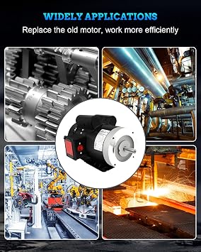 Electric Motor 2HP, General Purpose Motor, Single Phase Motor 1750RPM 115/230V 5/8 Shaft Diameter CW/CCW 60HZ TEFC