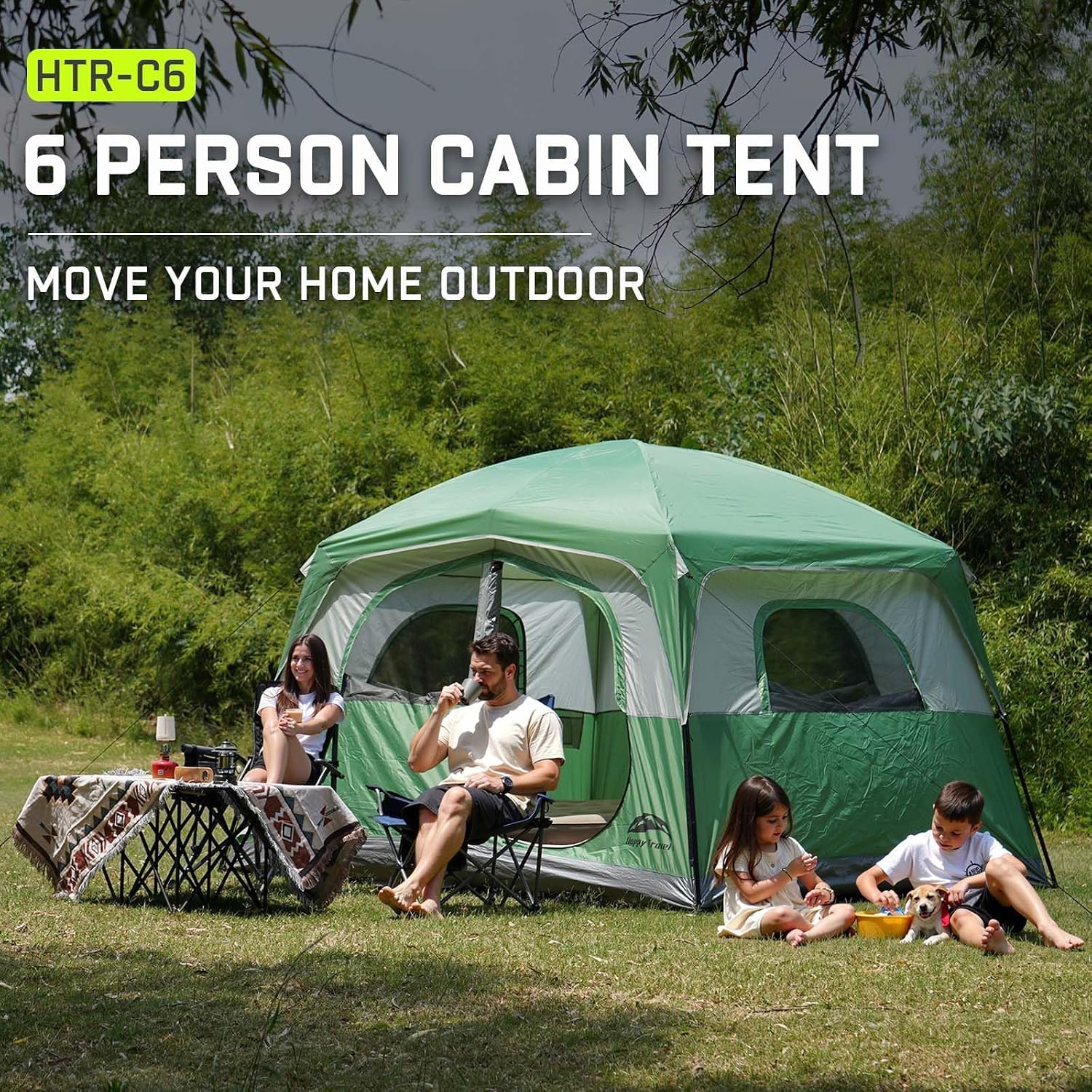 Happy Travel 6 Person Tents for Camping, Waterproof Cabin Tent with Rainfly image 5
