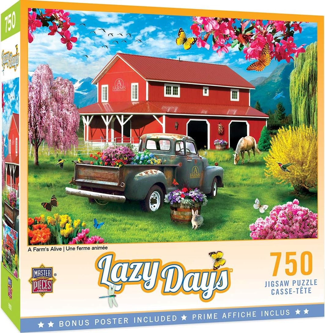 MasterPieces 750 Piece Jigsaw Puzzle for Adults, Family, Or Kids - A Farm's Alive - 18"x24" : Toys & Games