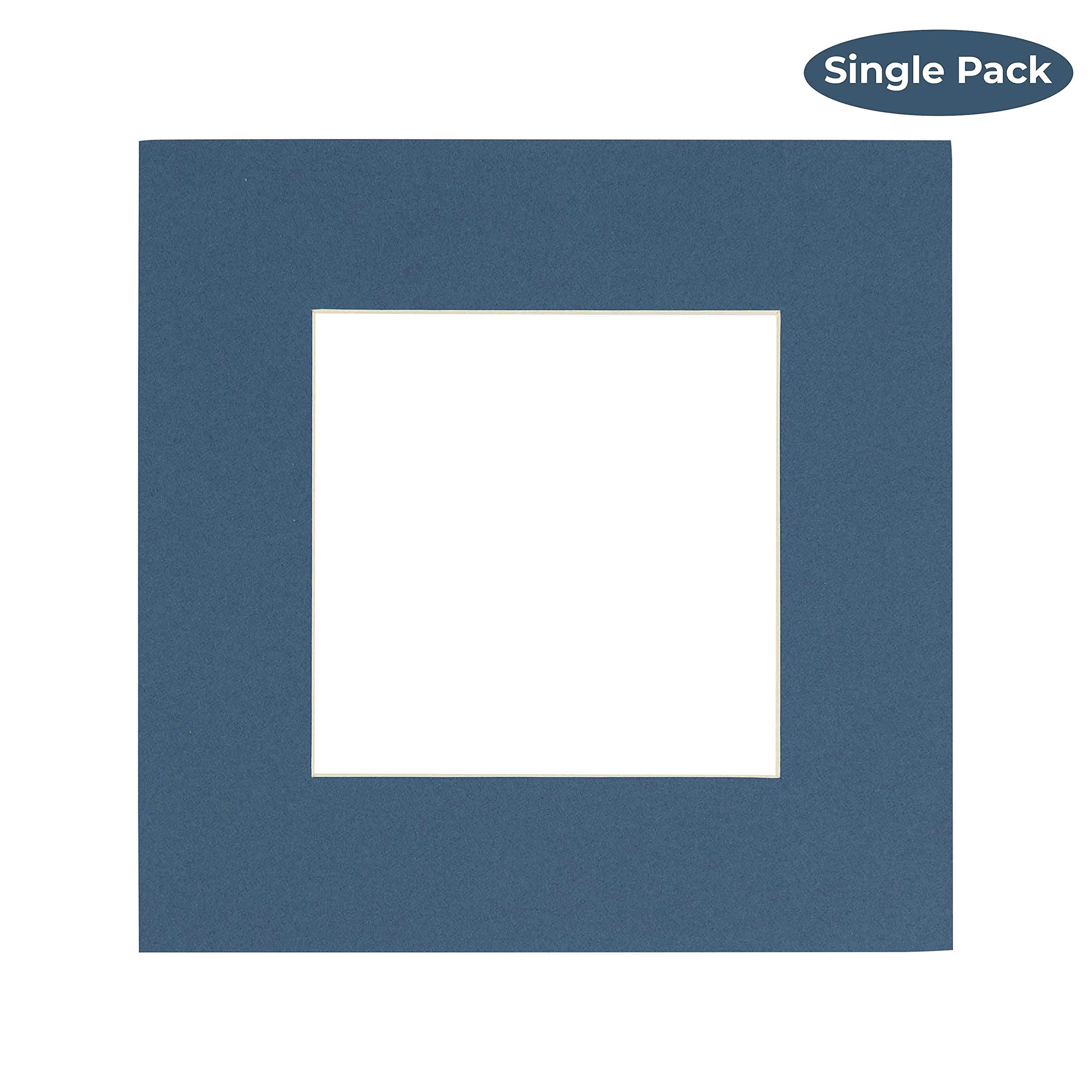 Steel Blue Acid Free 16x16 Picture Frame Mats with White Core Bevel Cut for 12x12 Pictures - Fits 16x16 Frame - One Mat