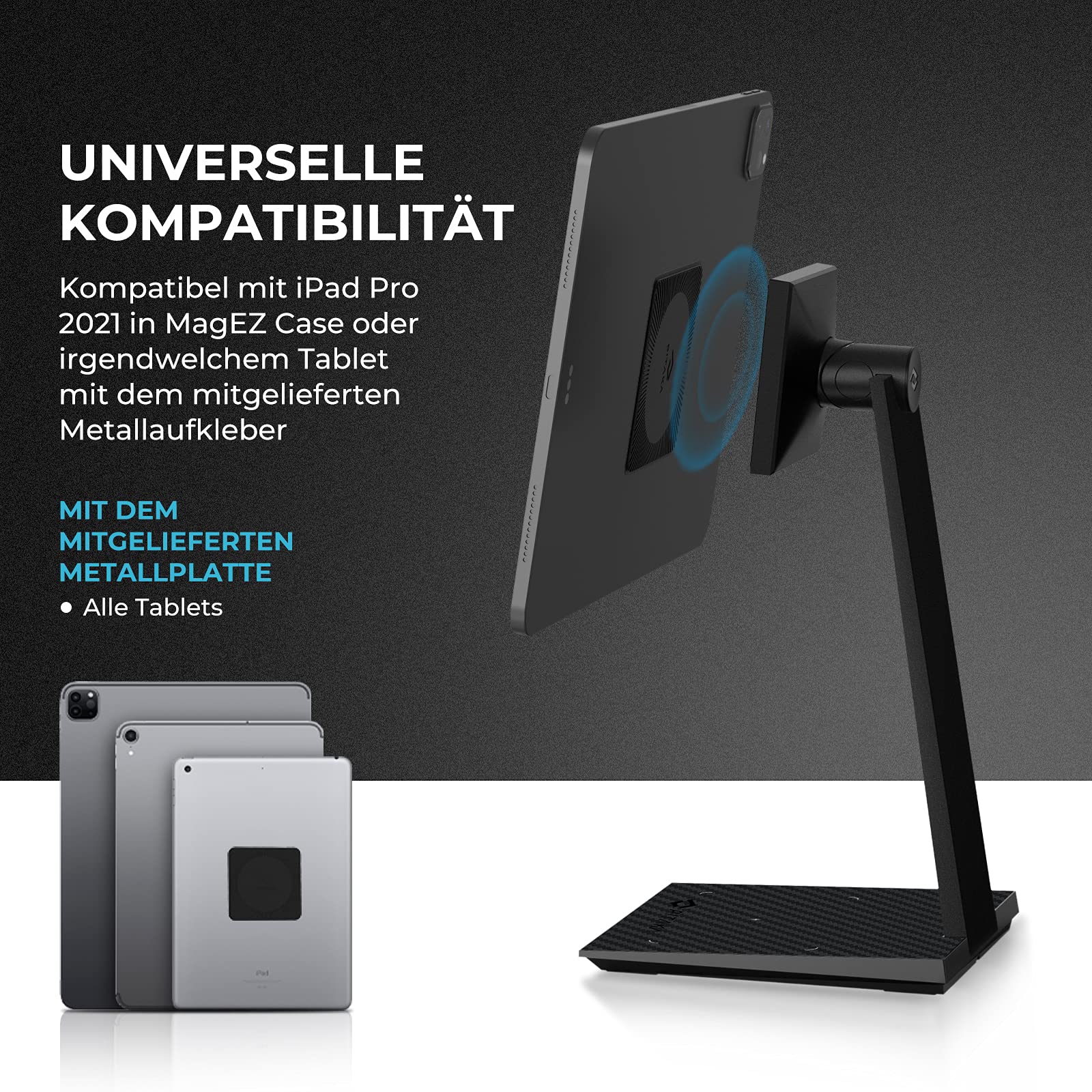 PITAKA Magnetic Tablet Stand, Adjustable iPad Holder with 15 W 