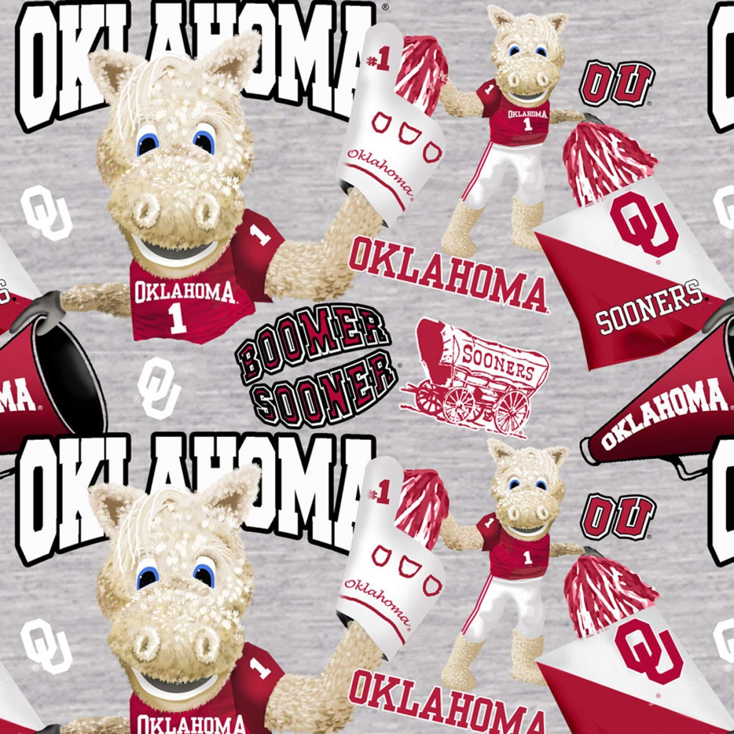 SYKEL ENTERPRISES Oklahoma Sooners NCAA Mascot Allover Heather Gray