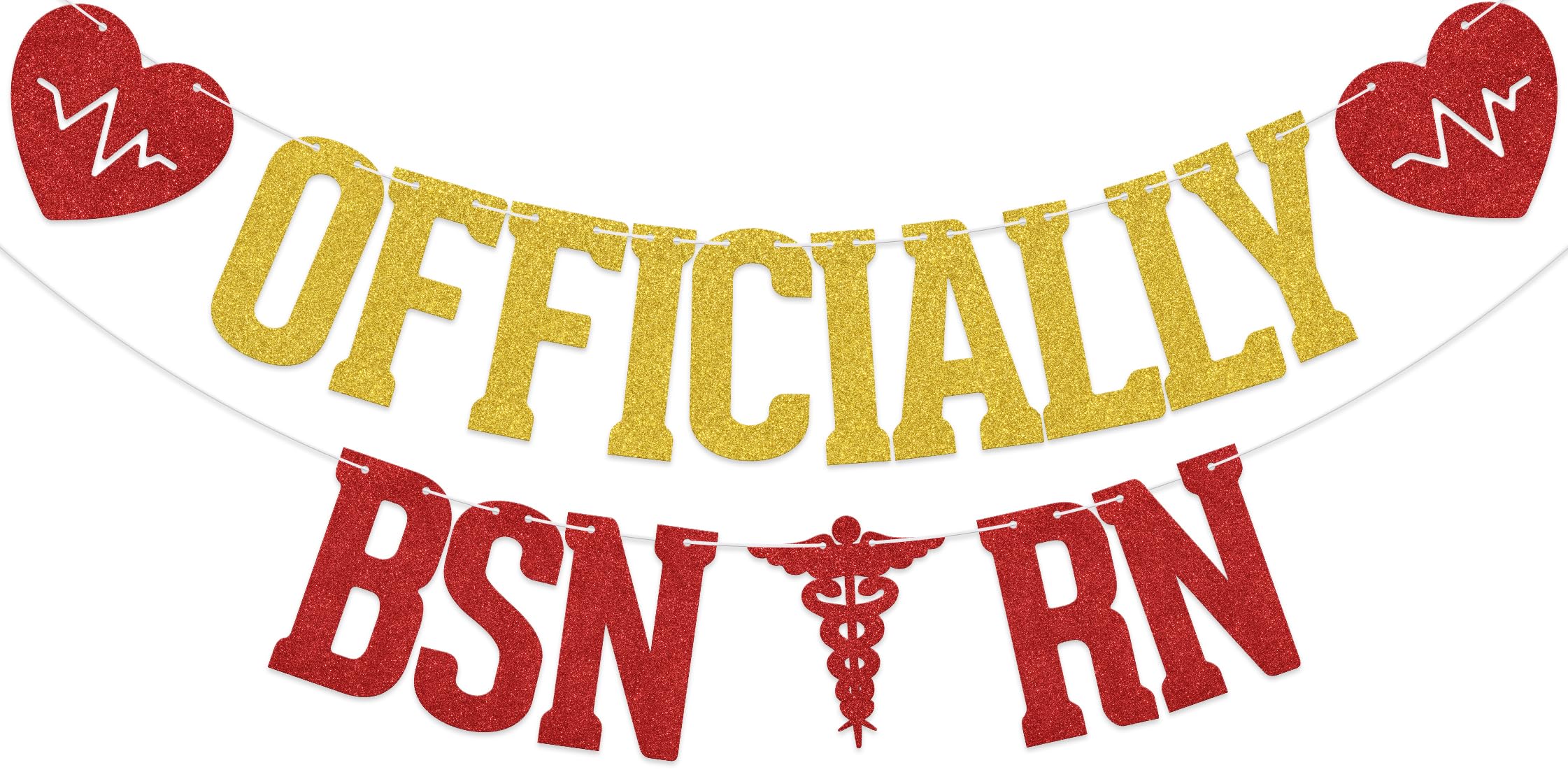 Officially BSN RN Banner, 2025 Nurse Graduation Party Decorations, Nursing School Survivor Party Supplies, Congrats Nurse Grad Party Decor Sign Gold & Red