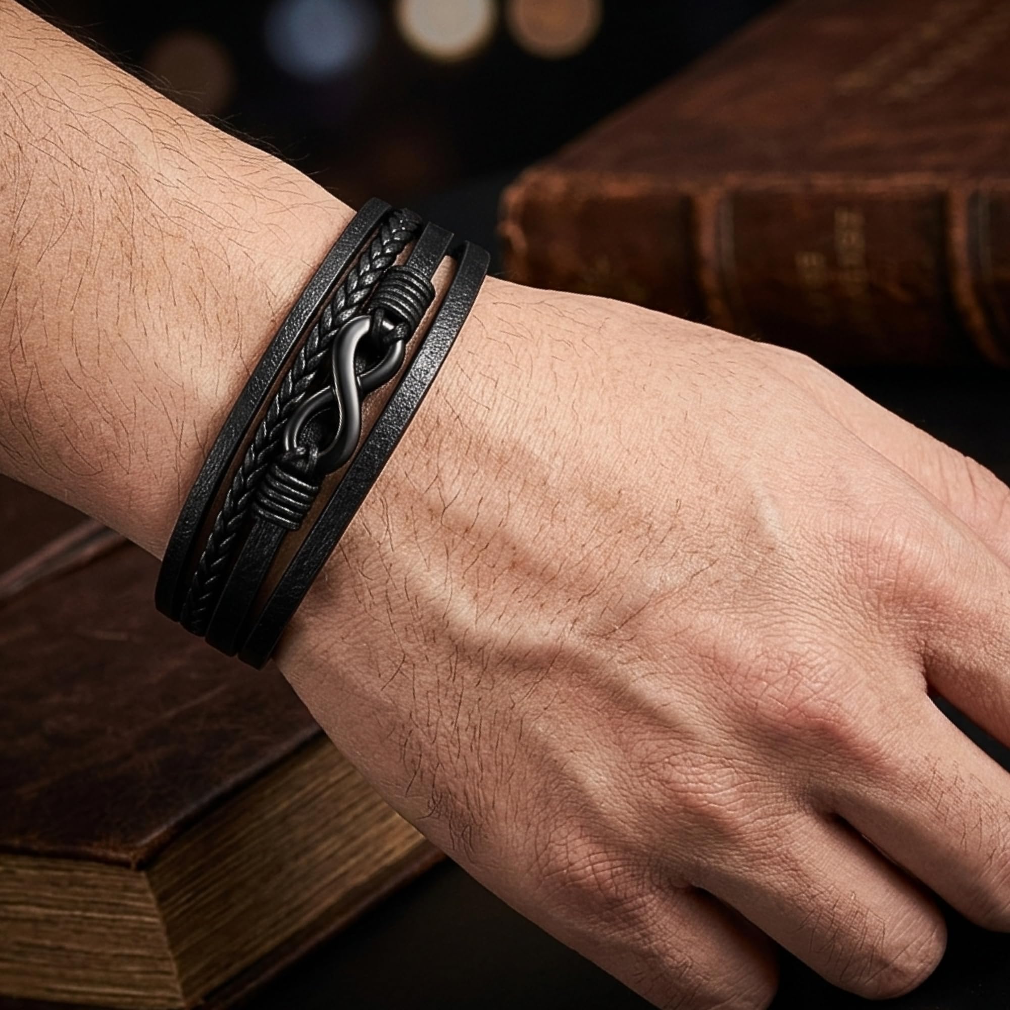 UNIQAL | Unendlichkeit Leder Armband "ETERNAL" Infinity Bracelet | Geschenk box | Magnetverschluss