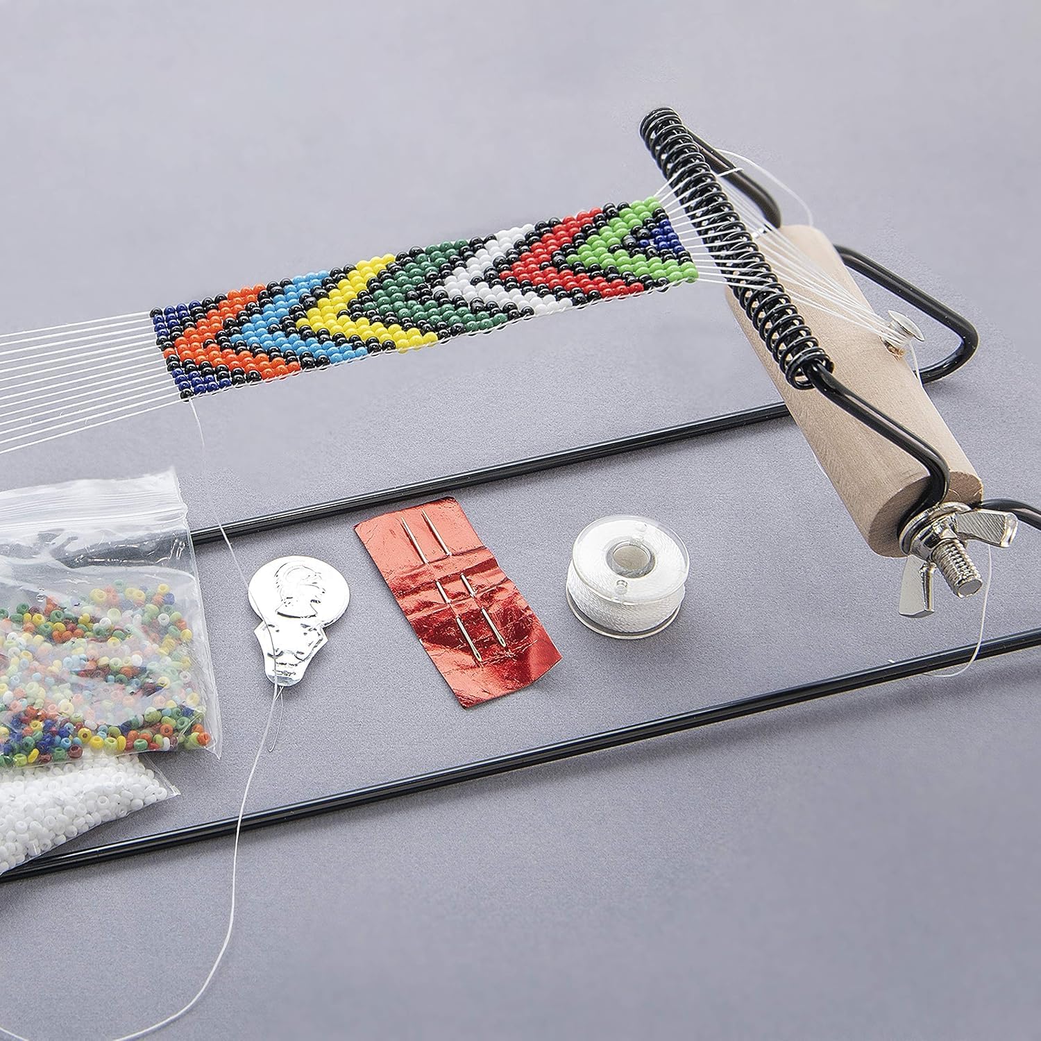 Hominas Telaio per Perline, Telaio per Tessitura Perline Telaio Per Gioielli a Mano in Acciaio Inox Telaio per Braccialetti per Principianti Realizza Collane, Bracciali, Gioielli