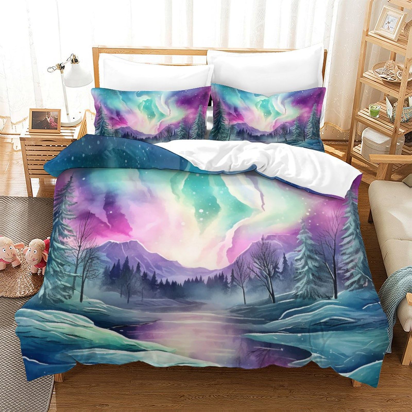 Housse de couette aurore boréale pour transformer votre chambre adulte