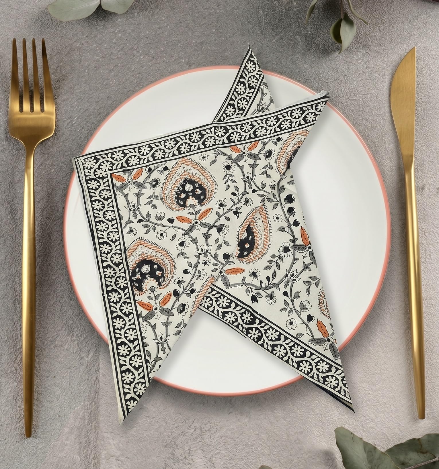 Hand Block Printed Cotton Napkins - Set of 6 -12 Hand Block Printed Cotton Napkins - Set of 6 -12