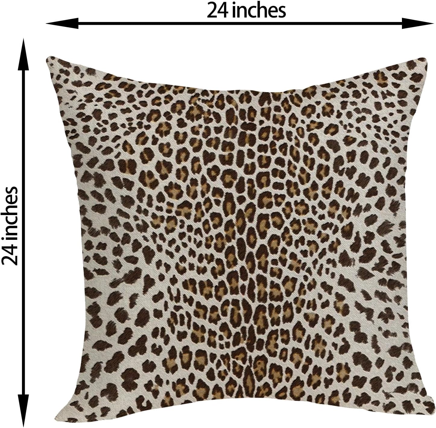 Leopard Pillow Covers 24x24 Inches Pack of 2,Cheetah Print Brown Throw Pillow Covers Animal Skin Modern Pillowcase Decoration Farmhouse Decorative Linen Cushion Cover Decor for Home Couch Sofa