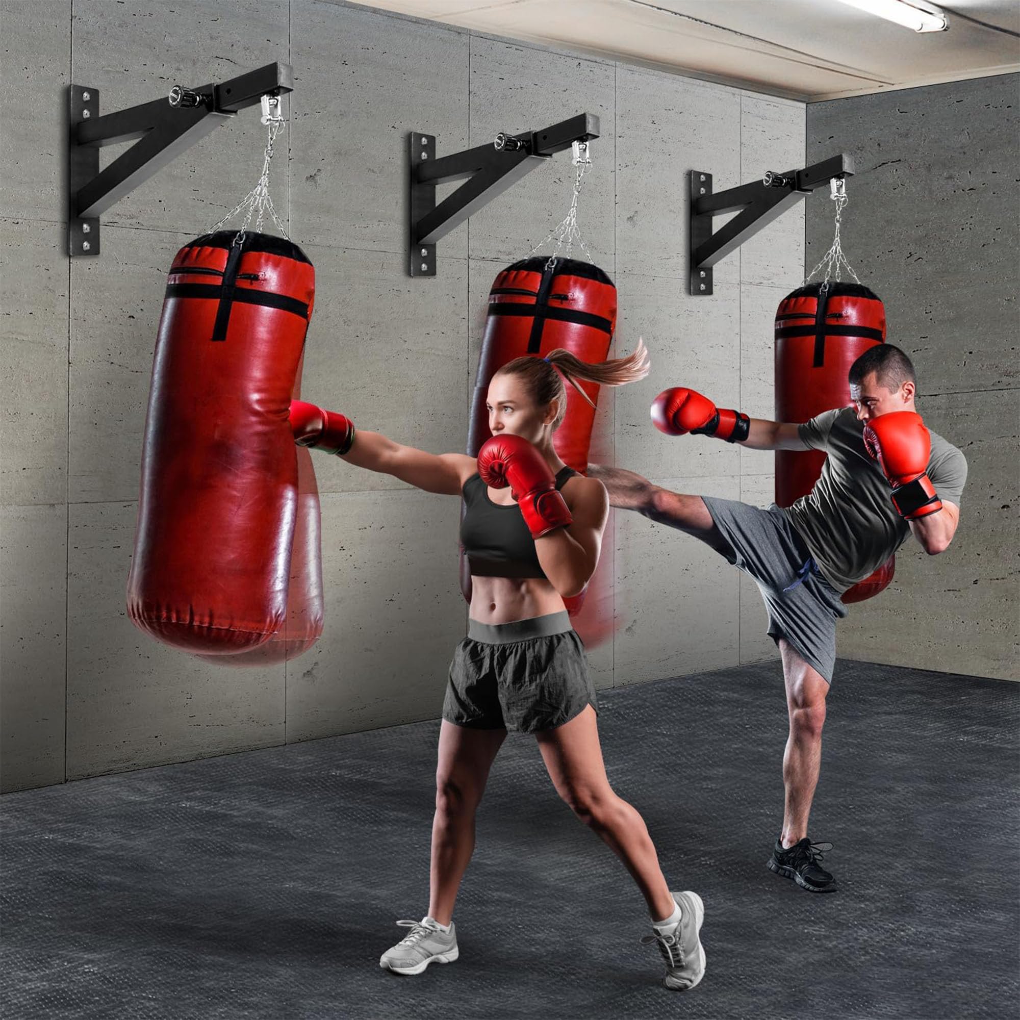 Yes4All Soporte de pared para saco de boxeo, ajustable, resistente, para gimnasio en casa, interior y exterior