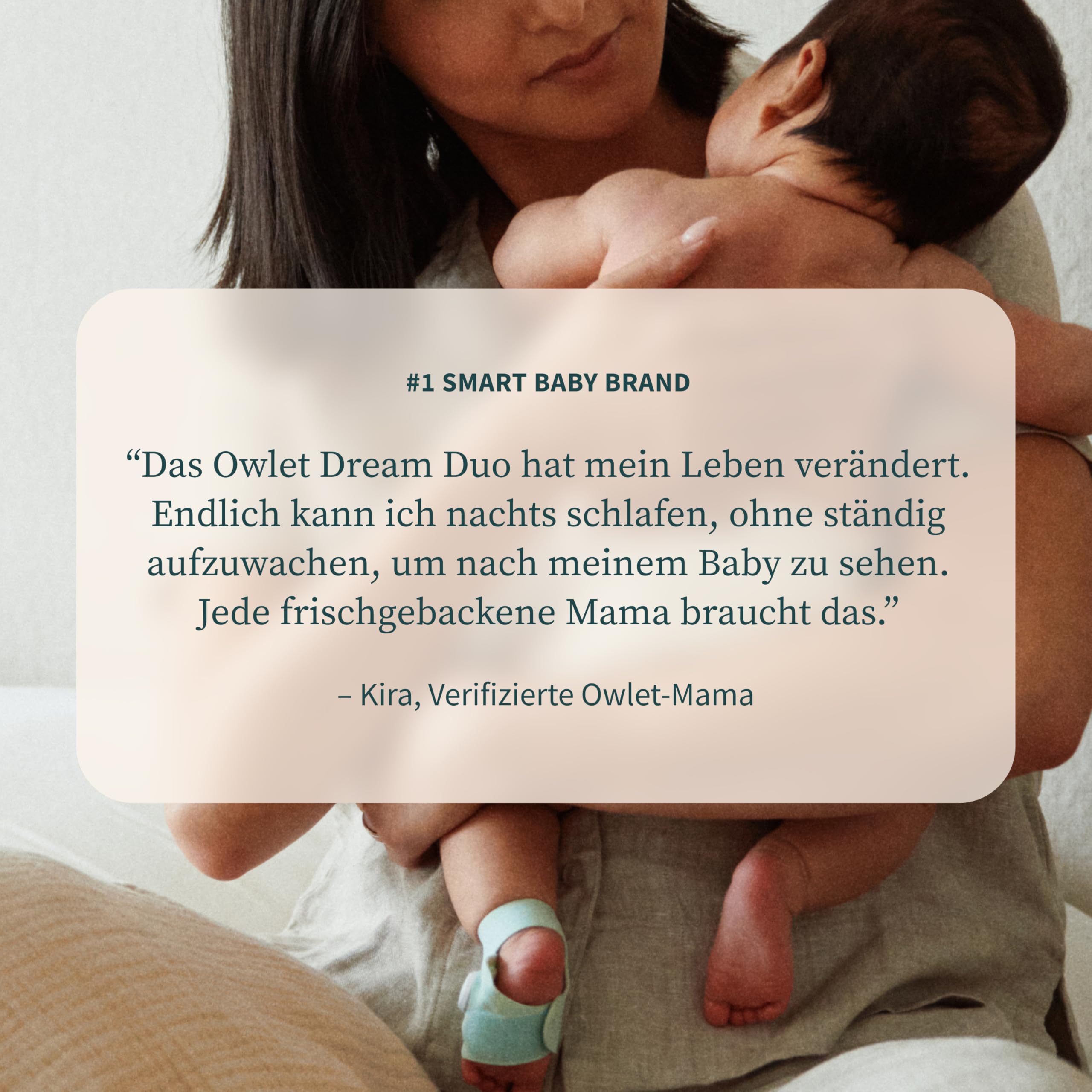 Owlet Dream Duo – Smartes Babyphone mit App | Sensorbasierte Babyüberwachung mit Dream Sock®, 2K HD Kamera, Schlaftracking & Echtzeit-Benachrichtigungen | WLAN (Mint)