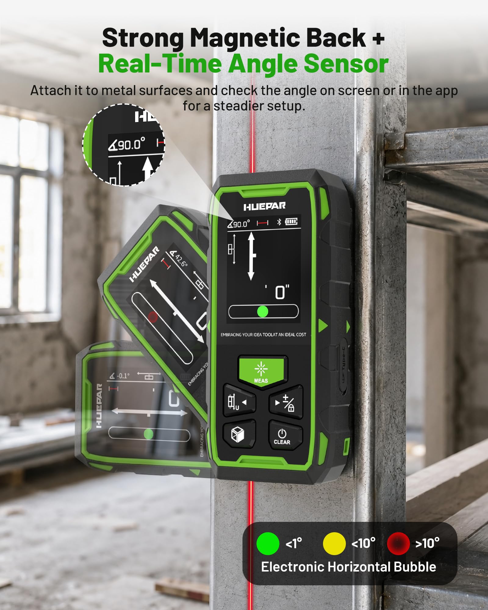 Huepar 2026 Upgraded Dual Laser Distance Meter, 656Ft, Phone App, USB-C — Amazon image 9