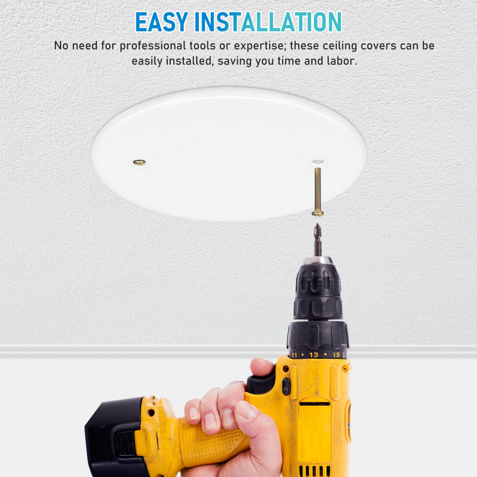 NUOBESTY 4Pcs Round Ceiling Hole Covers 4.3 Inch Electrical Blank Plates Flat Circular Cover for Home and Office Ceiling Repair - Image 4