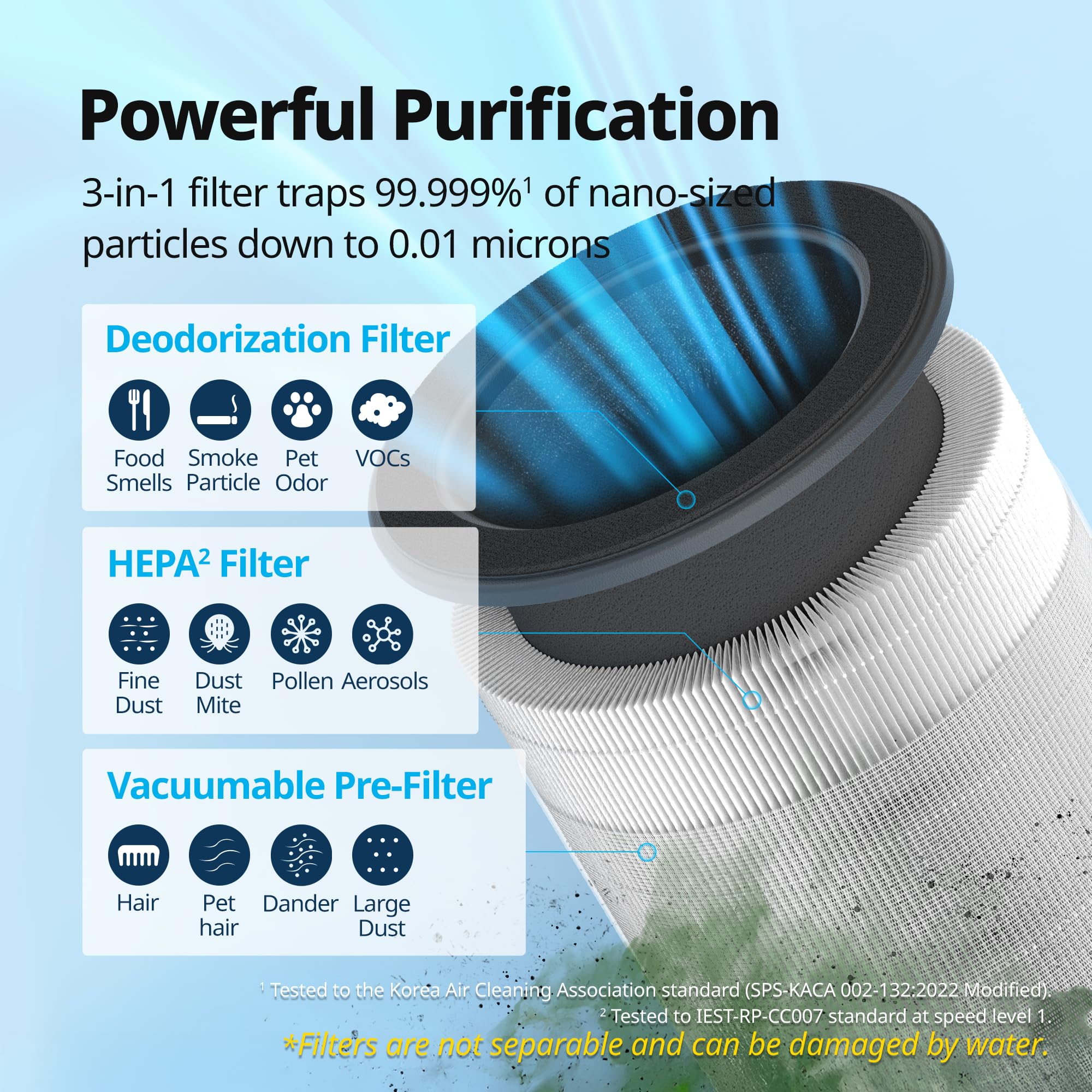 Coway Airmega 100 - Juego de filtros de repuesto para purificador de aire, HEPA verdadero y filtro de desodorización