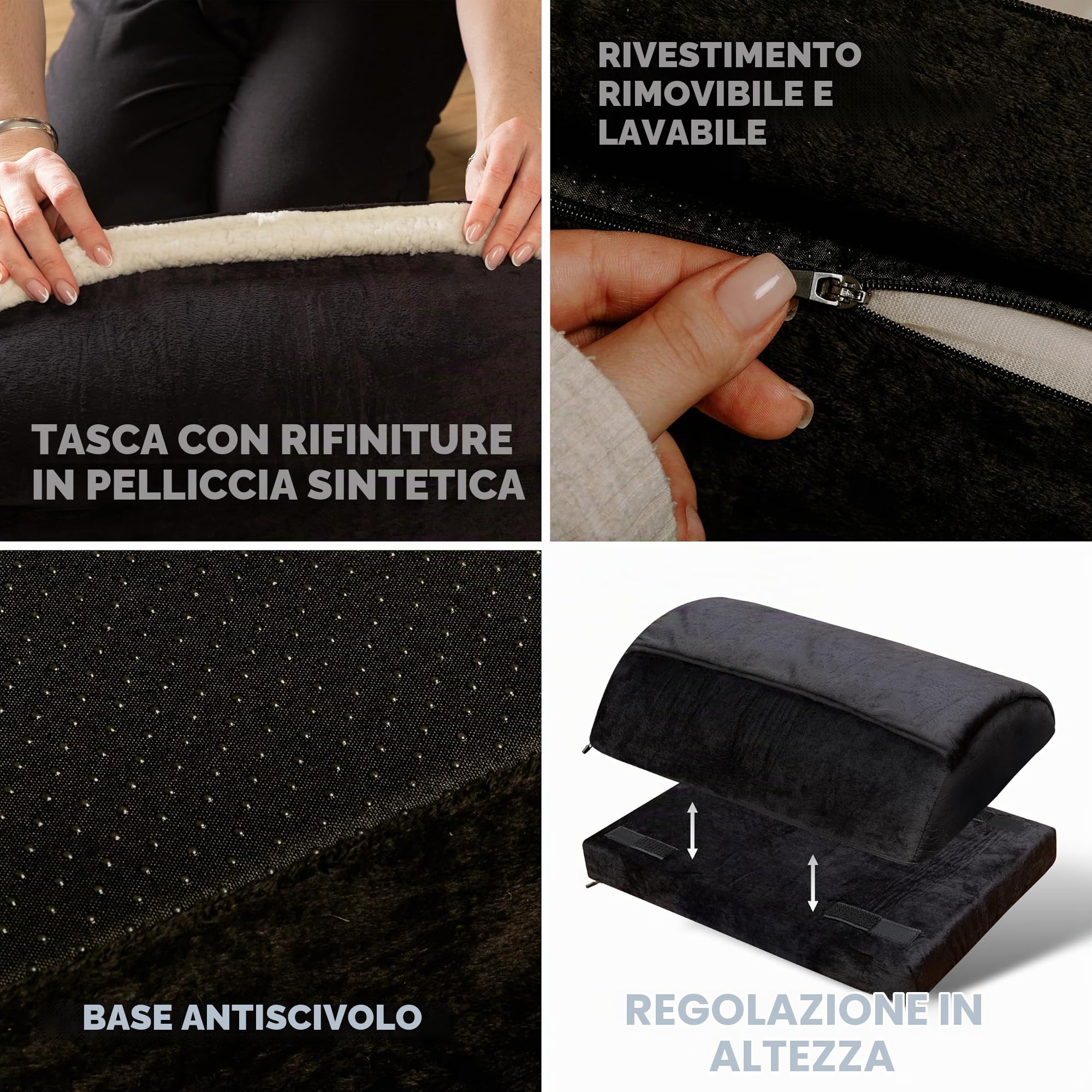 Björn&Schiller poggiapiedi ergonomico sottoscrivania regolabile in altezza con tasca riscaldante, cuscino ortopedico per ufficio e home office