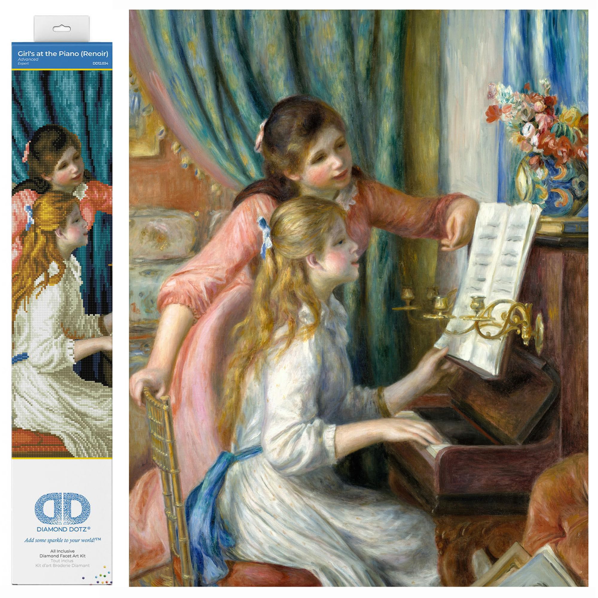 Diamond Dotz DD12-034 - Dipinto con strass per pittura fai da te, motivo: ragazza sul piano (Renoir), 48 x 66 cm, per bambini e adulti