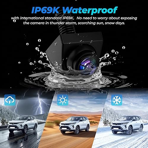 Miniatura 3 de AHD 1080P Cámara de respaldo de vehículo para automóvil, cámaras de visión trasera inversa giratoria de 360°, visión nocturna, IP69K, impermeable,