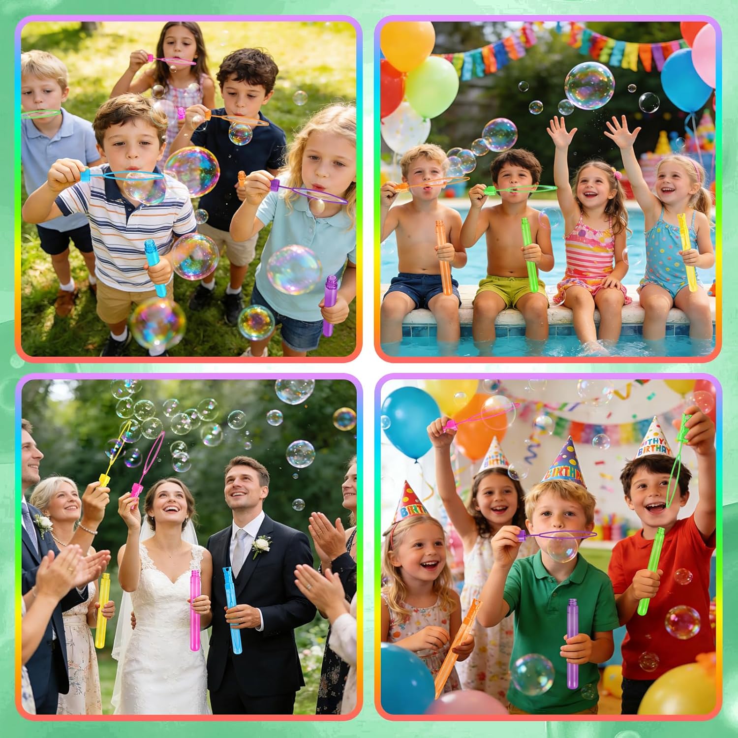 AuroTops 60 PCS Bubble Wands Bulk,Bubbles Party Favors for Kids Giant Bubble Wand in 6 Colors,Birthday Gifts for Boys Girls,Summer Toy Indoor & Outdoor Activities,Classroom Prizes,Ideal for Wedding