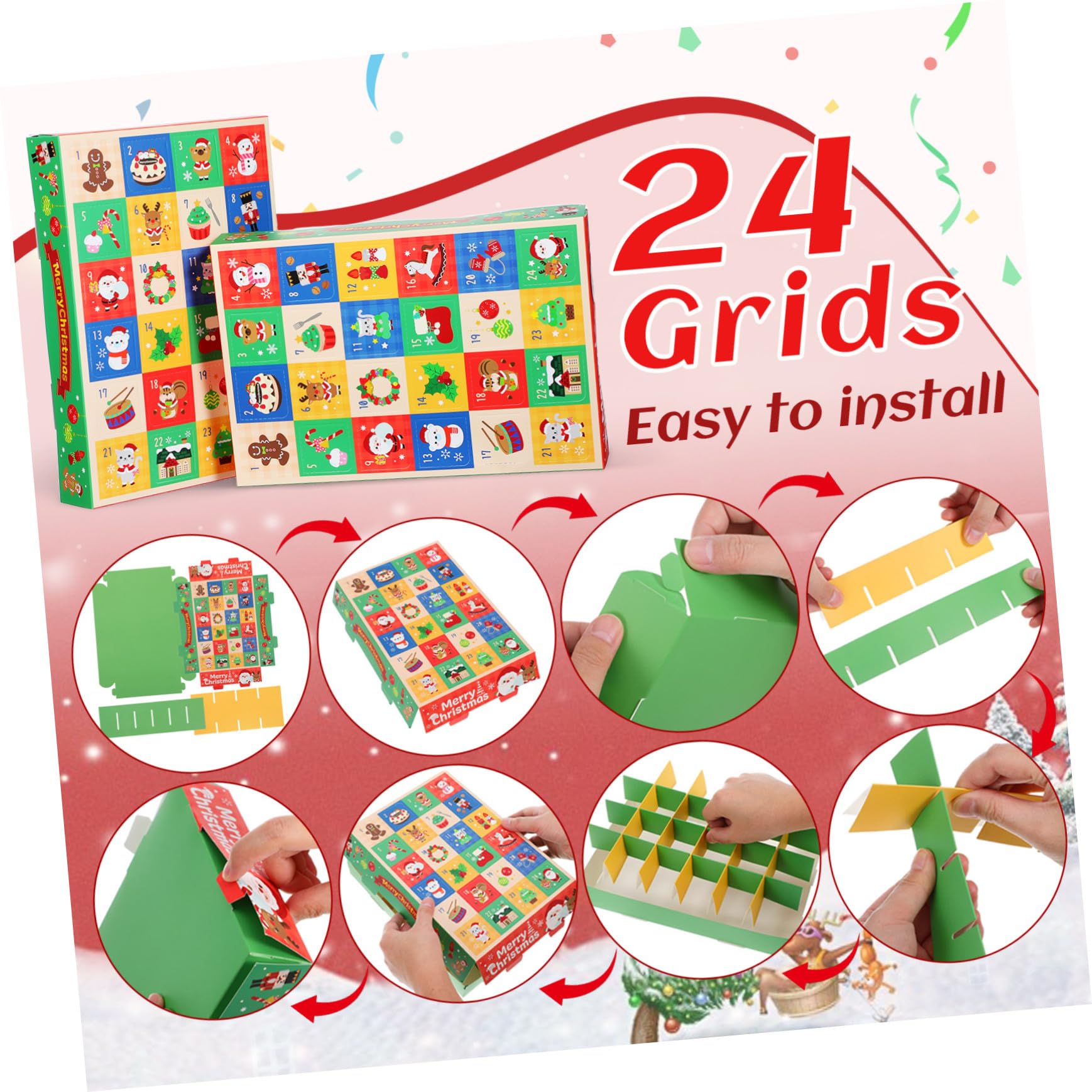 Zerodeko 10 Piezas Caja de Obsequio Navideña de Cajas de Dulces para Fiesta de Regresiva Vacías para Calendario de Adviento de Navidad