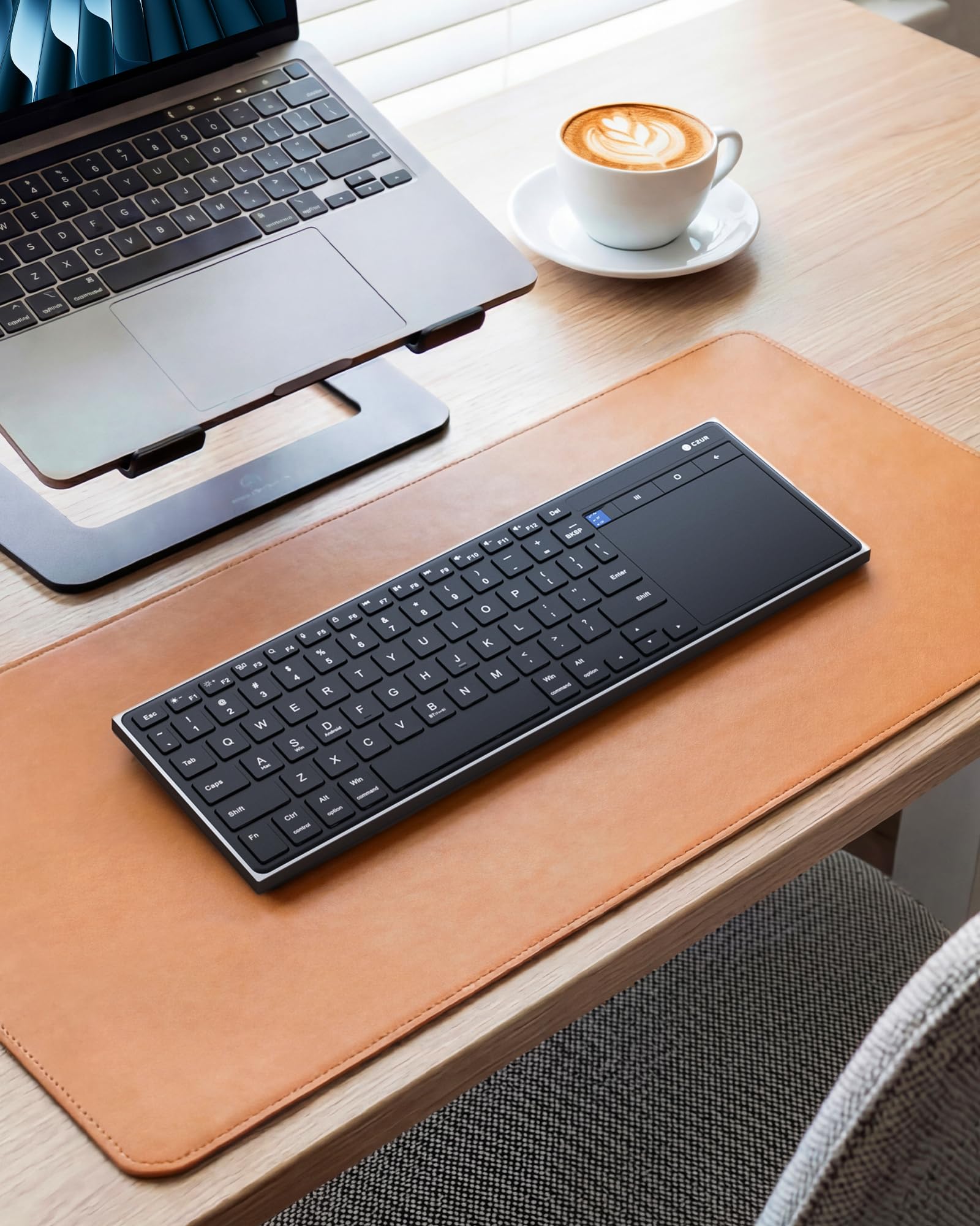 CZUR K5S Bluetooth Keyboard with Touchpad, Wireless & Wired Keyboard with Trackpad for PC, Laptop, Tablet & Phone, Multi-Device Portable Rechargeable Keyboard, for Windows/Mac/Android/iOS (No Backlit) — view 8