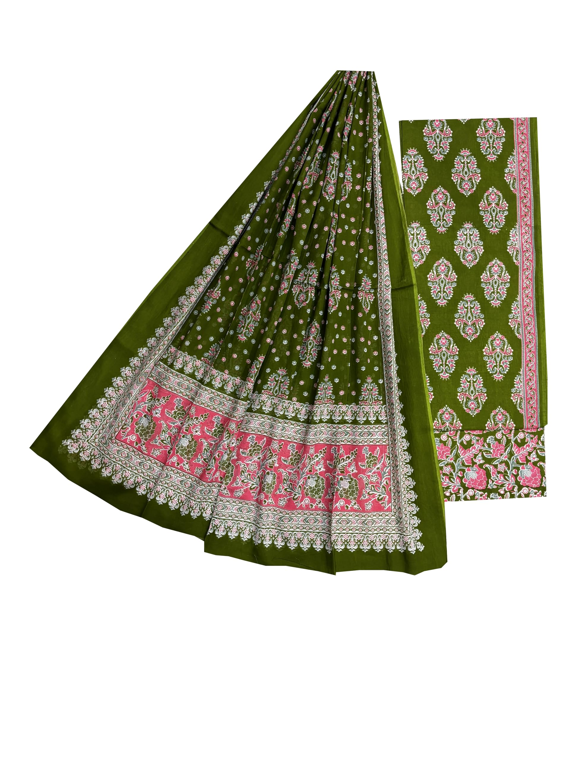 gk fashion Women's Dress Material Cotton Suit Ajrakh Print Unstitched Salwar Dupatta 3PC Piece Jaipuri Free Size 345-picture-23