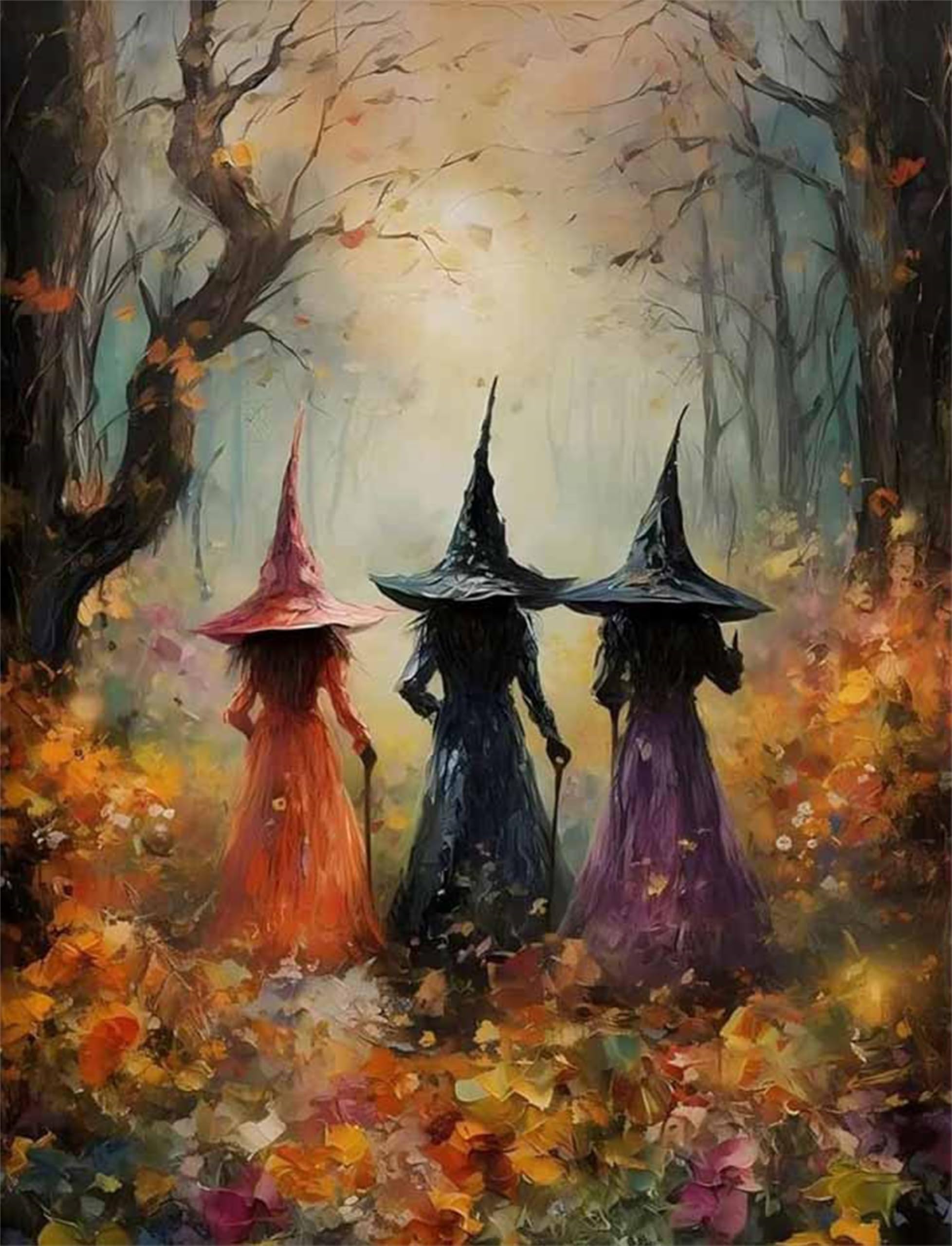 SDAFUS.. DIY Magic Witch Paint by Number for Adults,Painting Kits for Adult,Color by Numbers,Paint by Number Canvas Crafts Watercolor for Beginner Room Decor (Witch)