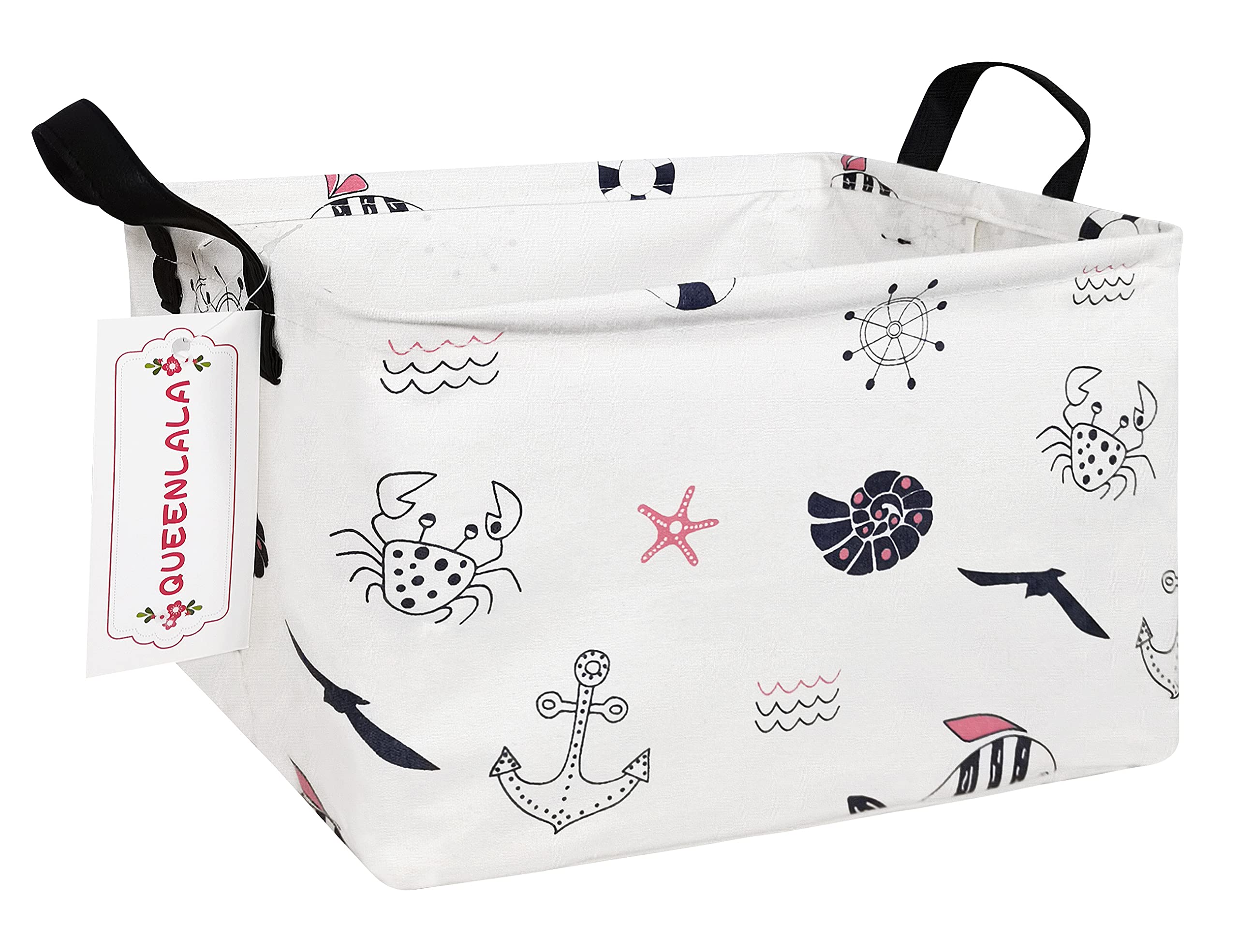 QUEENLALARectangular Laundry Hamper/Foldable Nursery Laundry Basket for Organizing/Storage Bin Baskets/Children Toy Office Bedroom/Toy Bin Closet Shelf Baskets (Rec-Sea World)