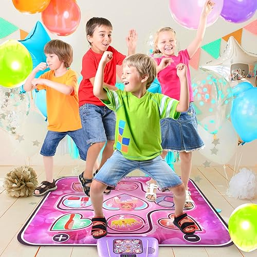 Miniatura 3 de Richtim Juguetes musicales con tapete de baile juego de almohadilla de baile musical para niñas con luces LED, 6 modos de juego, 5 niveles de
