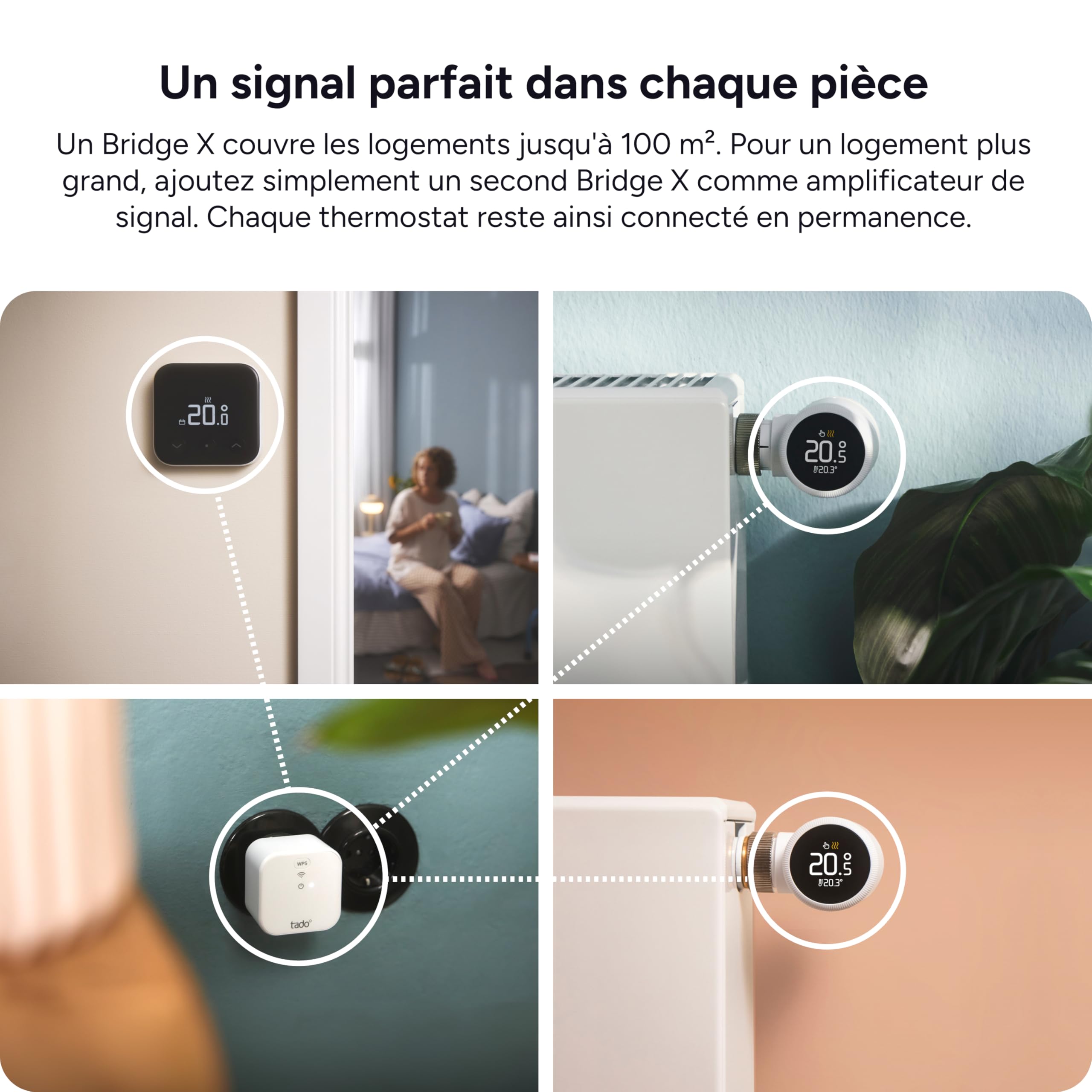 tado° Bridge X, Thread Border Router et amplificateur de signal pour tado° X et d’autres appareils Thread dans le réseau smart home, pas compatible avec V3+ ou une version supérieure