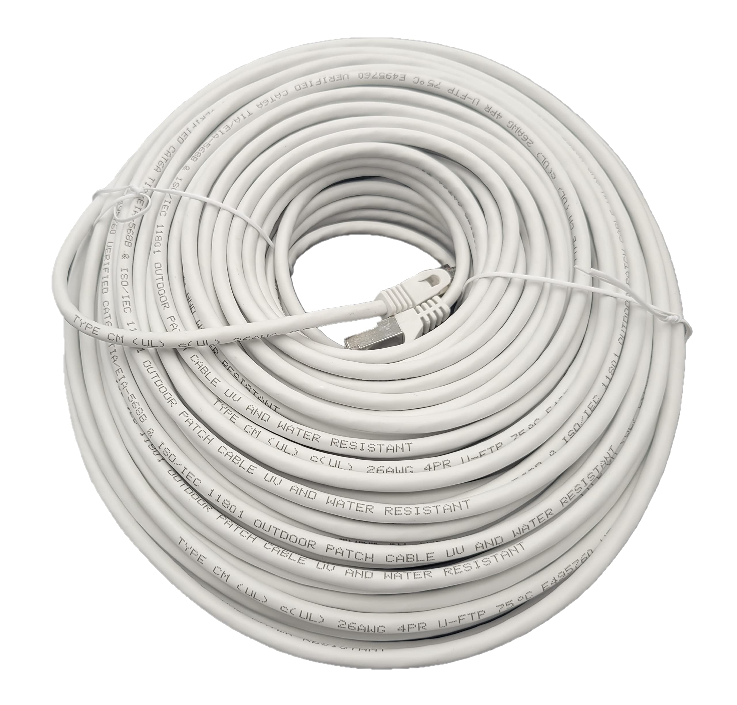 Micro Connectors 200 Feet CAT6A Industrial Outdoor-Rated Shielded Ethernet (26 AWG) Cable-White (E09-200W-OUT)