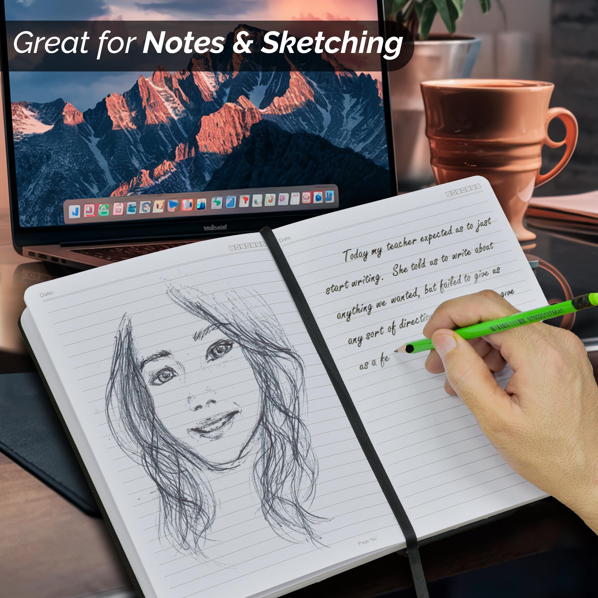 Nextnoid A5-Notizbuch, liniert, 160 Seiten, 120 g/m² Papier, Rosa