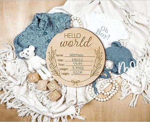Miniatura 4 de Letrero de anuncio de madera para bebé, 5.9 pulgadas, letrero de anuncio de nacimiento, letrero de anuncio de nombre de bebé para Hopspital Photo