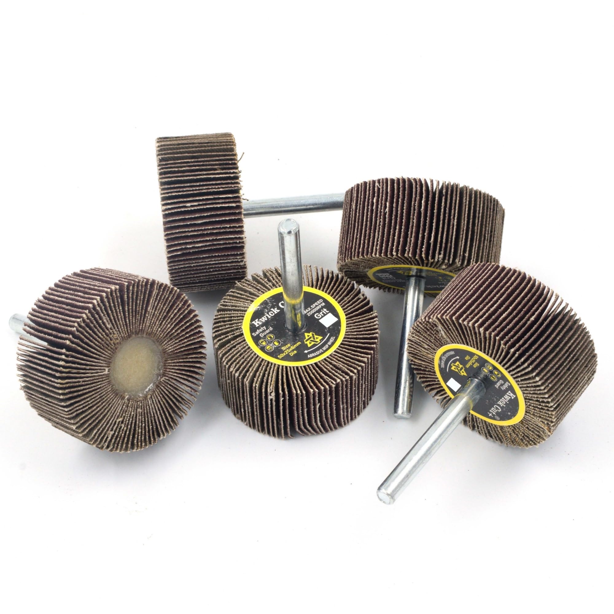 Spindle Mop Wheel 50mm x 25mm x 6mm 5pcs 60 Grit – Flap Wheel | Grinding Wheel for Metal, Wood, Rust & Paint Removal | Drilling & Deburring Tool | Polish Wheel | Metal Wood Working