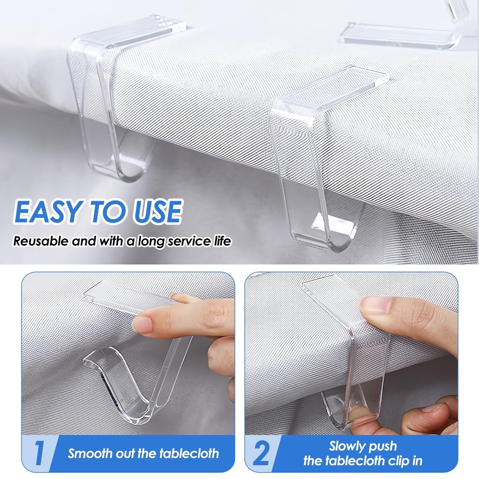 Pinces à Nappe en Plastique Transparent pour Tables 3,5-5 cm 12 Pièces