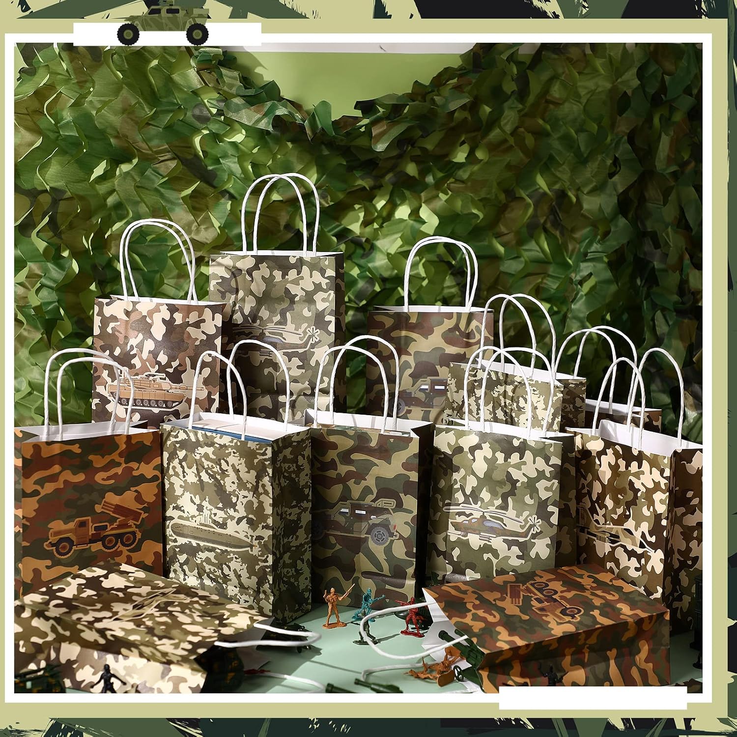 Tallew 24 Pack Camo Gift Bags Camouflage Birthday Party Favor Goodie Bags Camouflage Themed for Kids Boys Girls Baby Shower Birthday Party Supplies Favors(Classic Style) - Image 2
