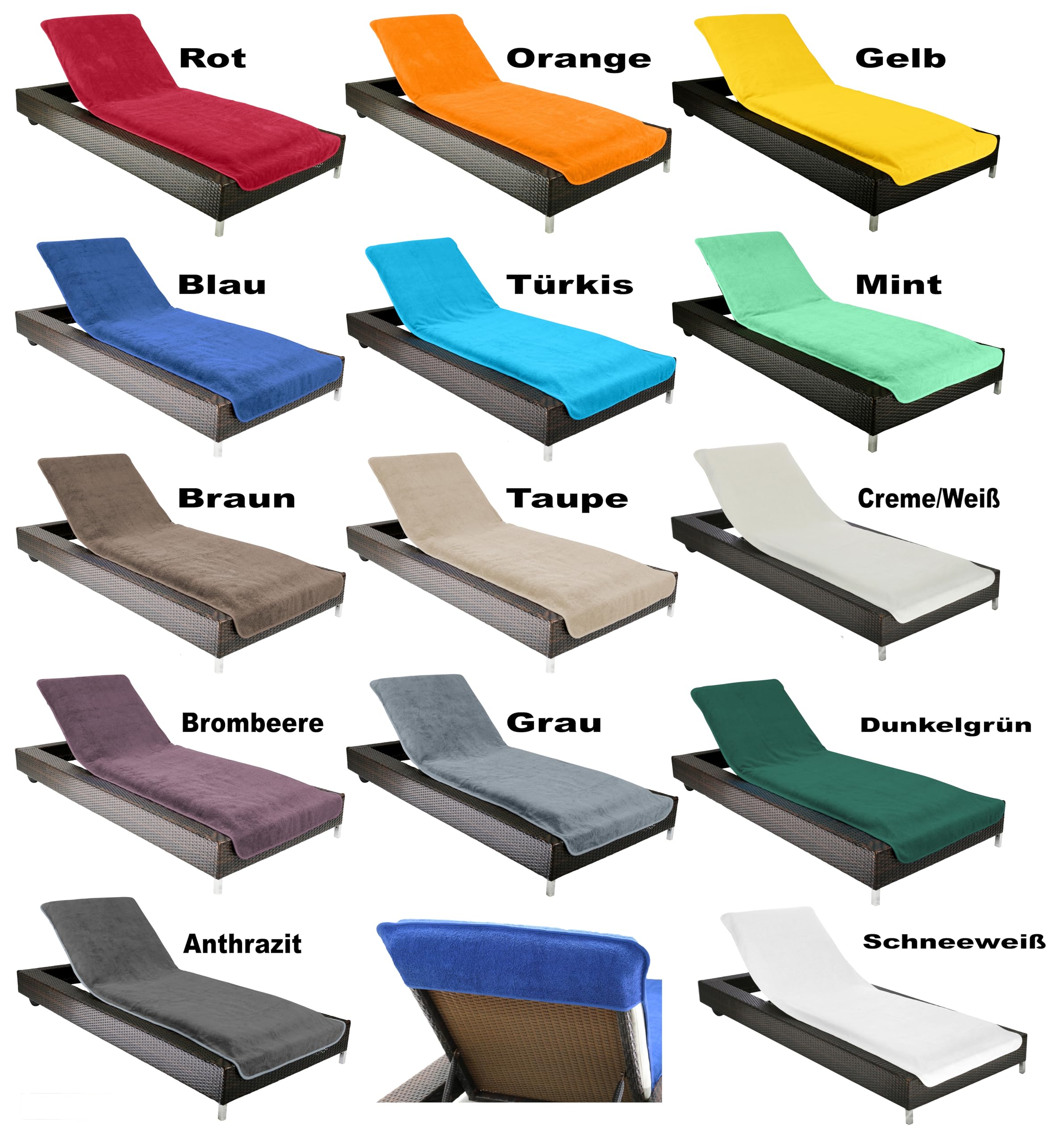 Brandsseller Copertura per Lettino 75x200 cm – Fodera in Spugna protettiva, Asciugamano in Cotone 100%, lavabile, antiscivolo, certificato Oeko-Tex – Antracite