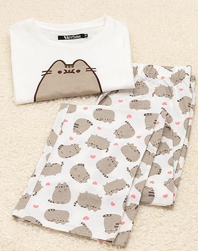 Miniatura 3 de Pusheen - Conjunto de pijama para mujer Pijamas de dibujos animados de gatos para mujer con gráficos de animales Mercancía de pijama blanca