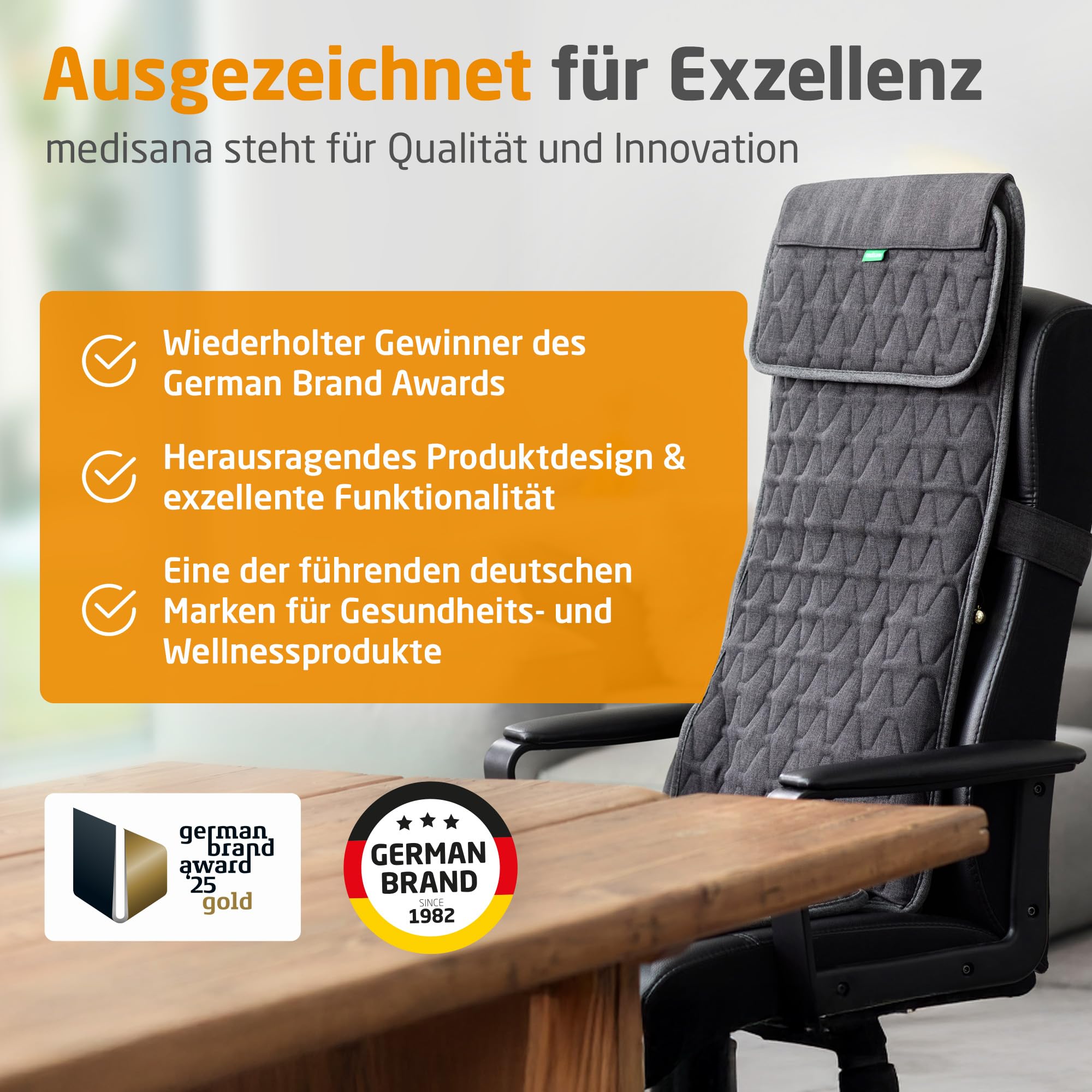 medisana MC 700 Shiatsu-Massagesitzauflage, Massagegerät für Rücken, Nacken, Schultern, extra dünne und leichte Massagematte mit großer Massagefläche und Wärme, nutzbar im Liegen und Sitzen