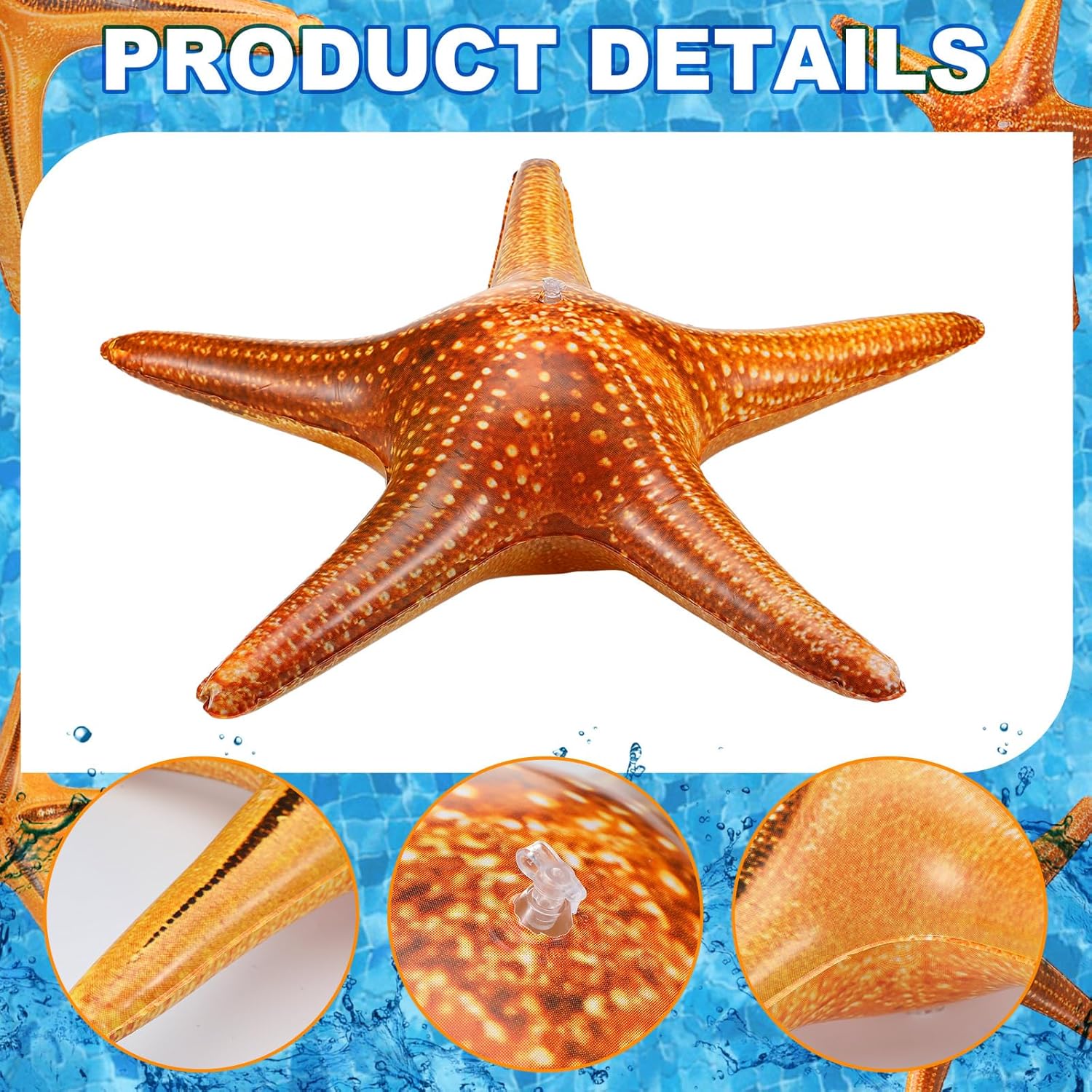 Leyndo 6 Pcs 23.6 Inch Summer Inflatable Starfish Pool Balloons Large Inflatable Starfish Pool Birthday Party Decorations Animal Float Ornament for Birthday Party Favors Supplies Gift