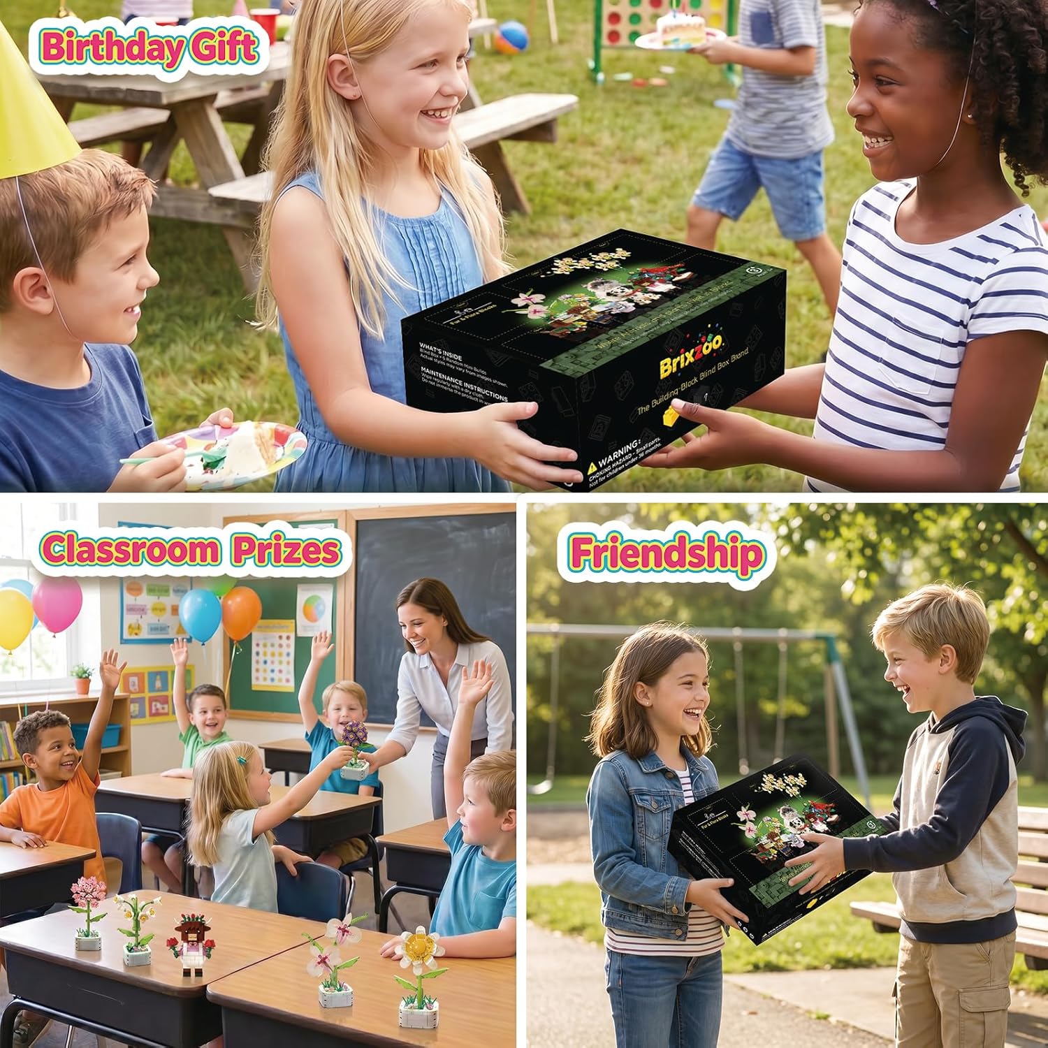 6 Set Flowers and Animal Building Blocks Blind Box -5 Flowers & 1 Animal Random Building Sets, Creative Flower & Animals Toy for Kids, Home or Office Decorations, Gift for Kids Ages 6+ & Adult
