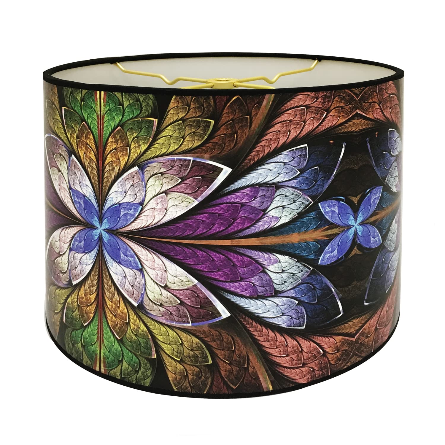 Royal Designs, Inc. Trendy Decorative Handmade Drum Shade, Made in USA, 12in, HBC-8040-12, Purple Lotus