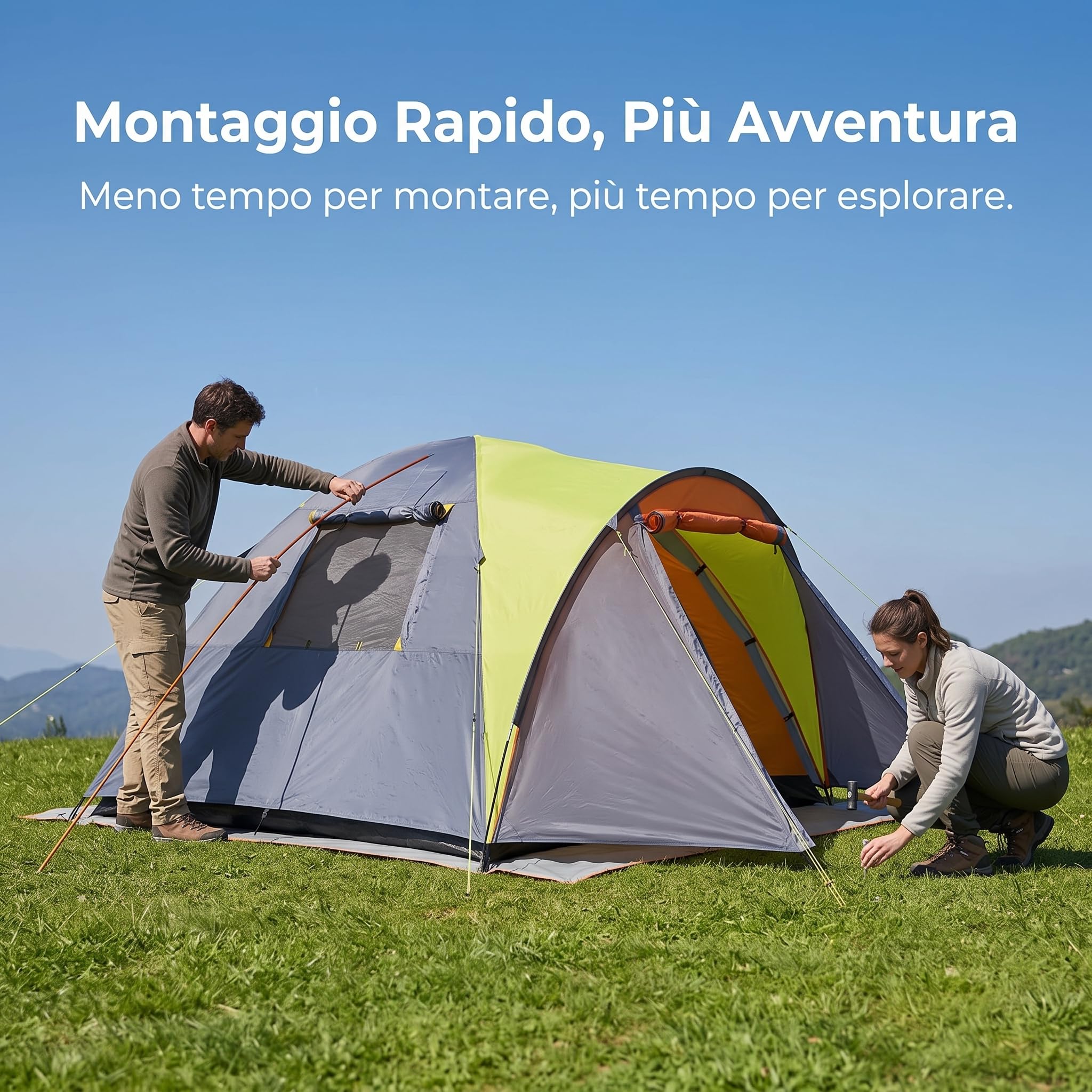 campeggio 4 per famie, da campeggio 3 a doppia parete con ventilazione tridimensionale e montaggio rapido