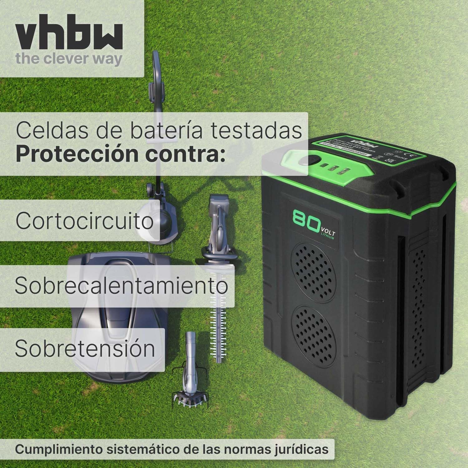 vhbw Batería reemplaza Greenworks GBA80500, GBA80400 para cortacésped Herramienta de jardín Tijeras cortacésped 2000mAh 80V Li-Ion