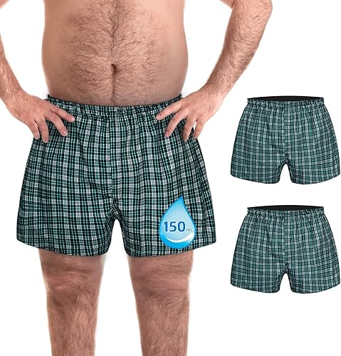 Ropa interior para incontinencia para hombre, lavables, reutilizables, de absorción regular, a prueba de fugas urinarias, con bragueta, paquete de 2