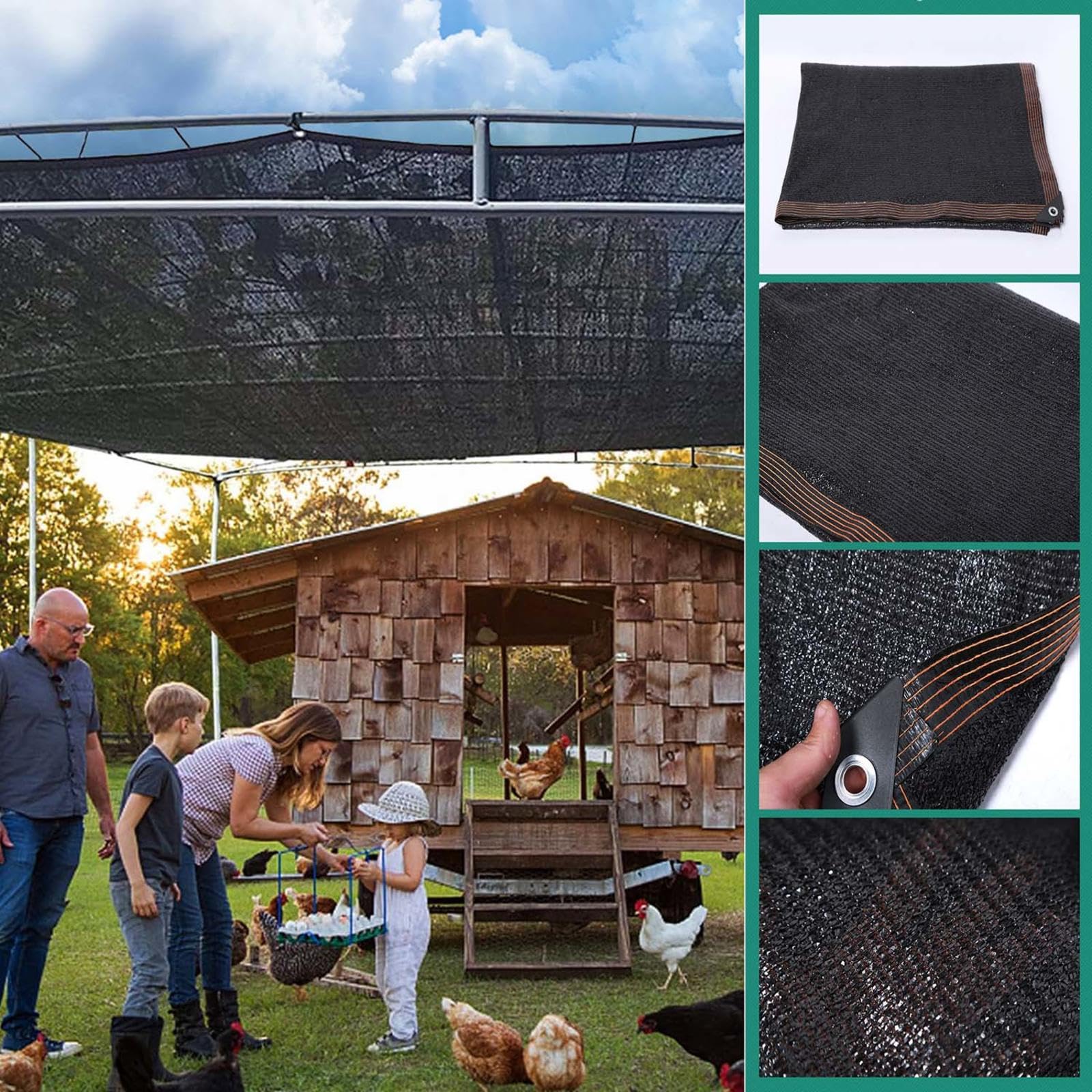Lona de malla negra de 2 x 6 m, 3 x 5 m, 4 x 7 m, protección UV, tela transpirable para invernadero, balcón, perrera, resistente al desgarro, antienvejecimiento, 3 x 6 m