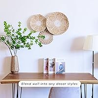 Vista 4 de ChicnChill Cesta tejida para decoración de pared, juego de 3 cestas tejidas a mano para pared con diseño africano, cestas rústicas para colgar