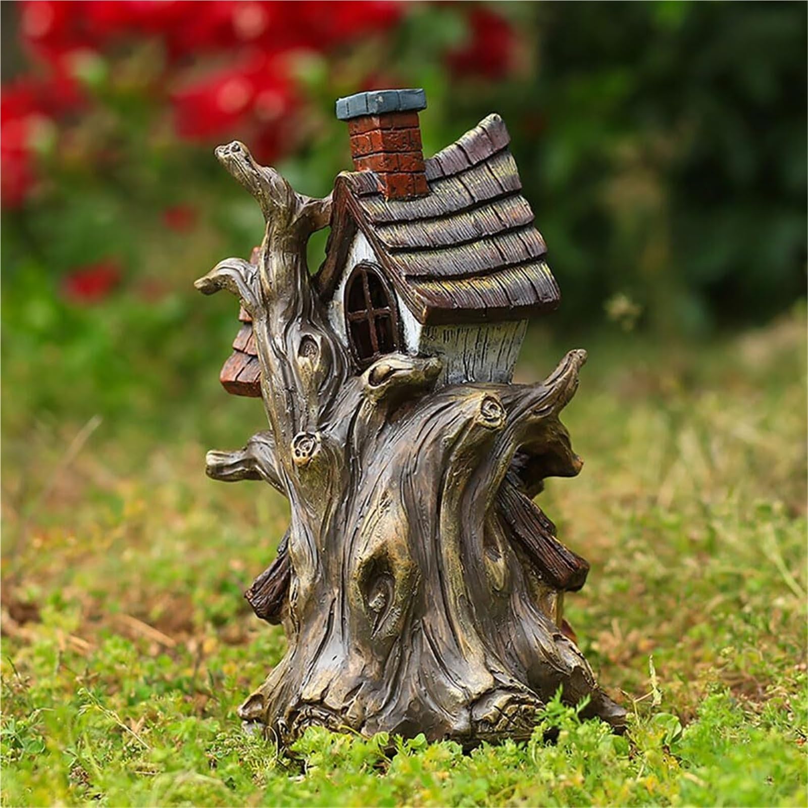 Arredo da giardino Statua del giardino incantato delle fate, scultura della casa sull'albero da all'aperto Arredo da esterno